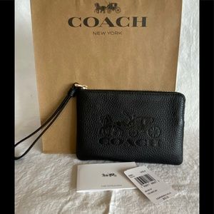 NWT Coach Logo Black Wrist Wallet